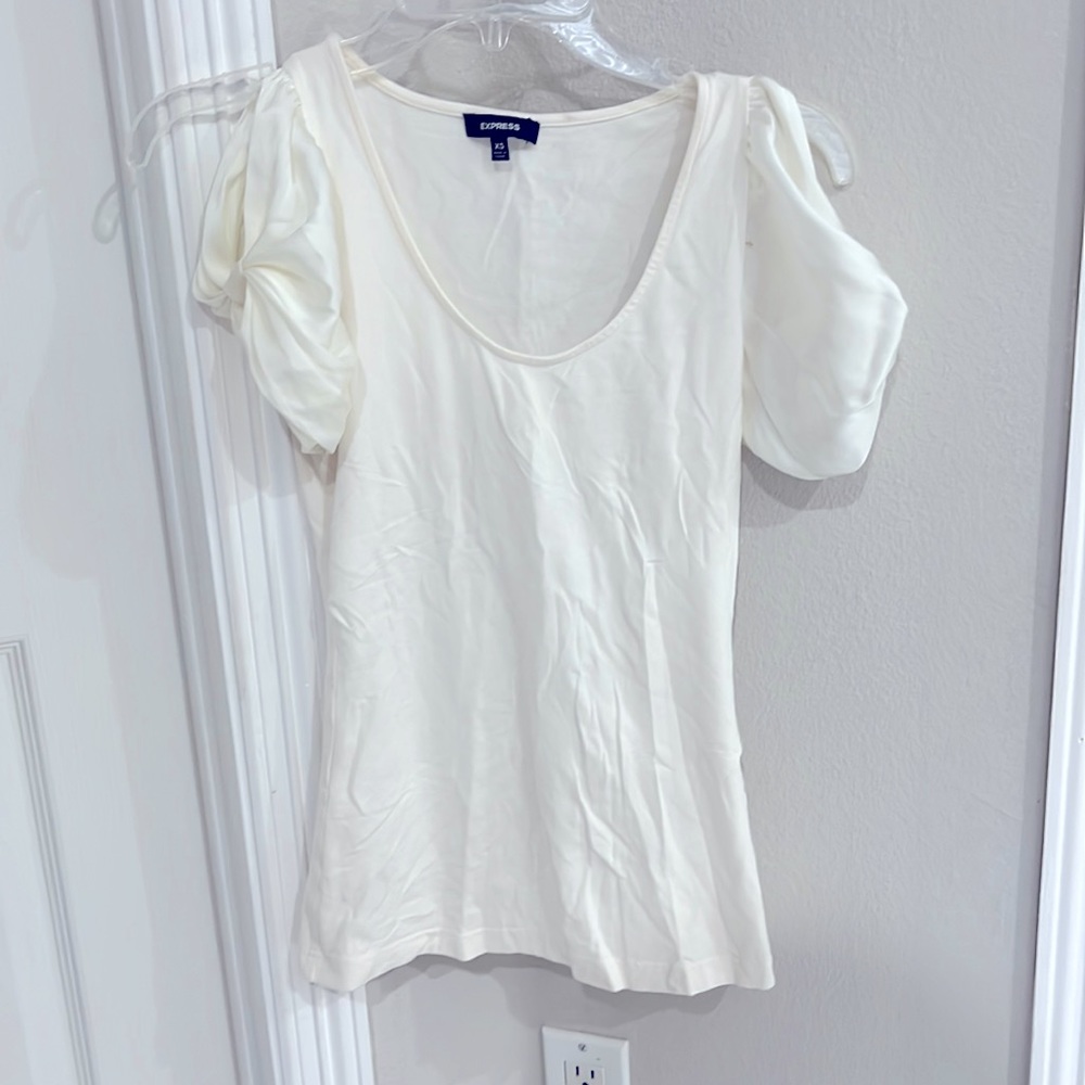 Express blouse with silk ruffle sleeves - white - XS - Extra small